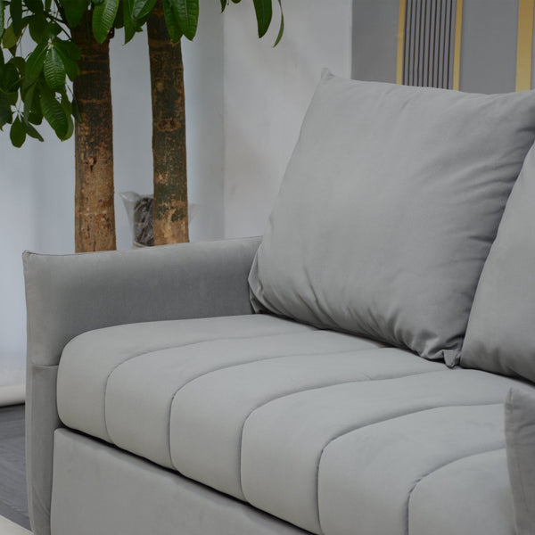 English Elm Convertible Velvet Sleeper Sofa Bed Loveseat with USB Charging, Pull-Out Bed, Storage Pockets, Gray W1183S00022