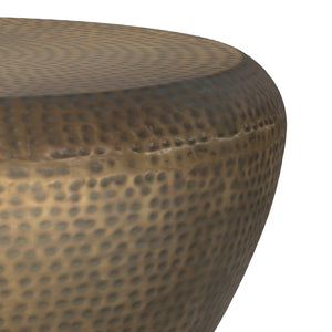 English Elm Preston Hand-hammered Iron Drum Coffee Table Antique Gold Sculptural Living Room Accent B136P429084