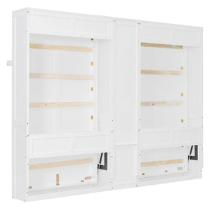 English Elm Dual Twin Murphy Beds with Built-In Cabinets & Shelves for Space-Saving Guest Rooms and Studios White N820S00058K