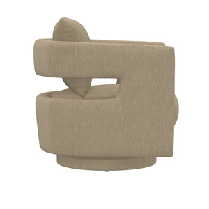 English Elm Wallace & Bay - Tan Swivel Chair — Contemporary Dark Khaki Fabric Accent Seat, Easy-Care, Compact 31.5"L x 31.5"W (95) B361P384442