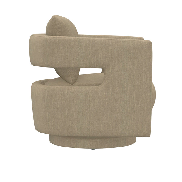 English Elm Wallace & Bay - Tan Swivel Chair — Contemporary Dark Khaki Fabric Accent Seat, Easy-Care, Compact 31.5"L x 31.5"W (95) B361P384442