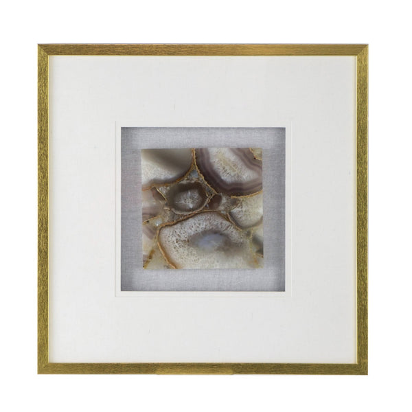 English Elm 23.6X23.6" Stunning Agate Shadow Box Wall Art - Elegant Metallic Frame & Unique Natural Texture W2078P318302