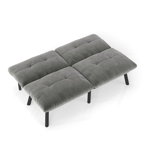 English Elm Grey Convertible Folding Modern Sofa Bed — Velvet Upholstered 3-in-1 Recline, Durable Metal Frame, Easy Assembly W570P243376