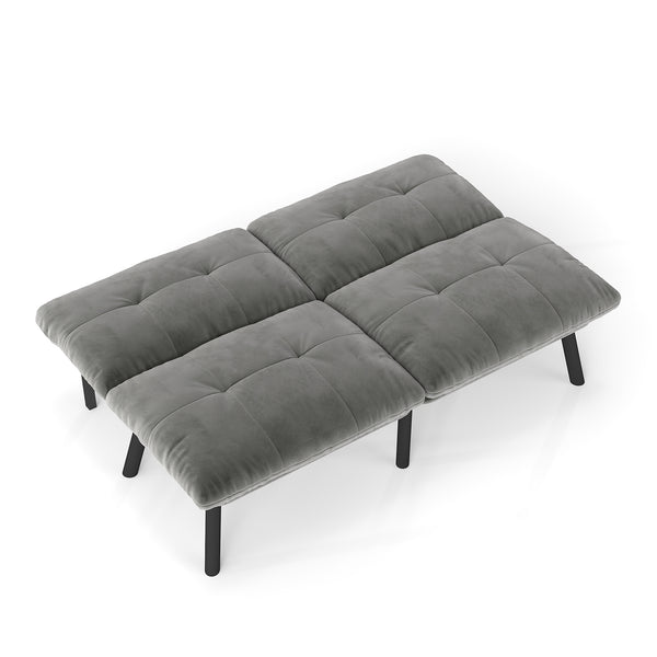 English Elm Grey Convertible Folding Modern Sofa Bed — Velvet Upholstered 3-in-1 Recline, Durable Metal Frame, Easy Assembly W570P243376