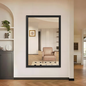 English Elm 60"X40" Oversized Modern Rectangle Mirror - Black Aluminum Frame For Versatile Wall Or Floor Use W708P297675