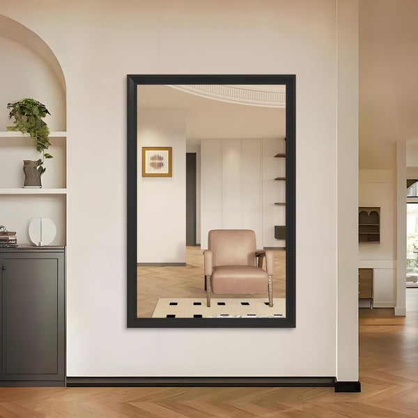 English Elm 60"X40" Oversized Modern Rectangle Mirror - Black Aluminum Frame For Versatile Wall Or Floor Use W708P297675