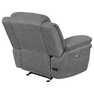 English Elm Pannen Charcoal Upholstered Power Glider Recliner with Pocket Coil Support, Space-Saving Design and Smooth Electric Recline B062P328626