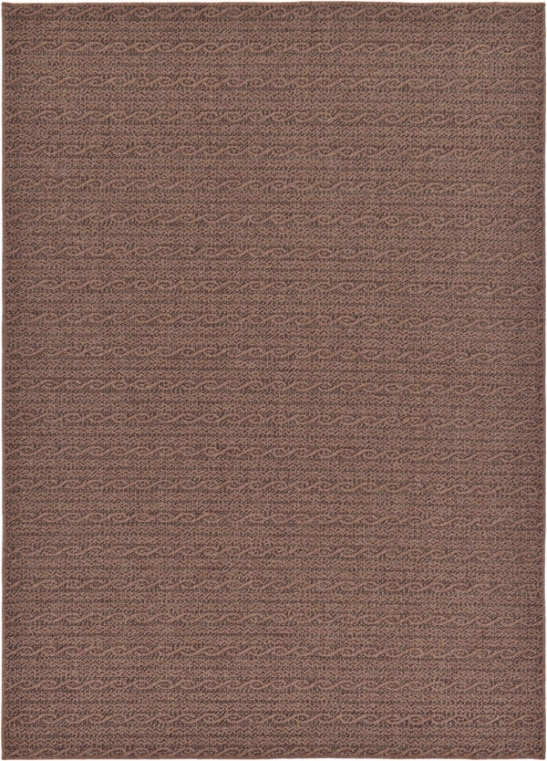 Unique Loom Outdoor Modern Links Machine Made Striped Rug Brown, Brown/Black 7' 1" x 10' 0"