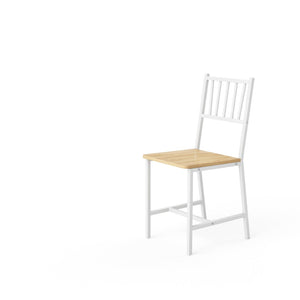 English Elm Dining Table Set 3 Piece Industrial Steel Frame with Melamine Top for Kitchen Nook White+Natural W1162P424923