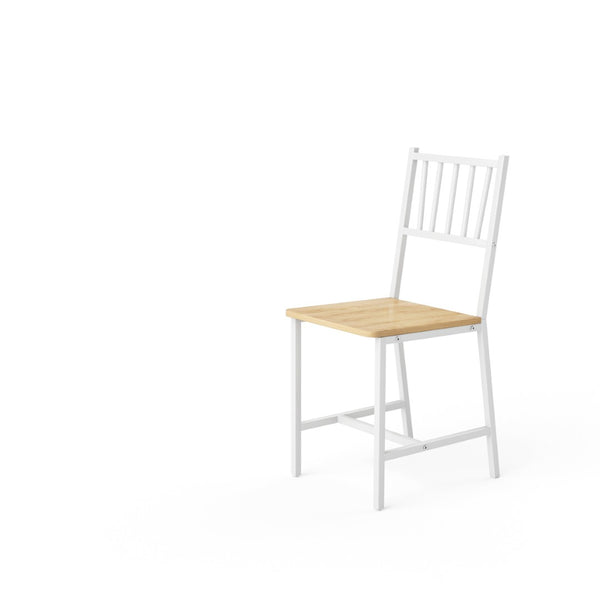 English Elm Dining Table Set 3 Piece Industrial Steel Frame with Melamine Top for Kitchen Nook White+Natural W1162P424923