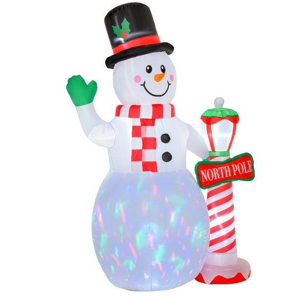 English Elm Homcom 8Ft Inflatable Christmas Snowman Decor With Led Lights & North Pole Sign For Festive Yards W2225P249939