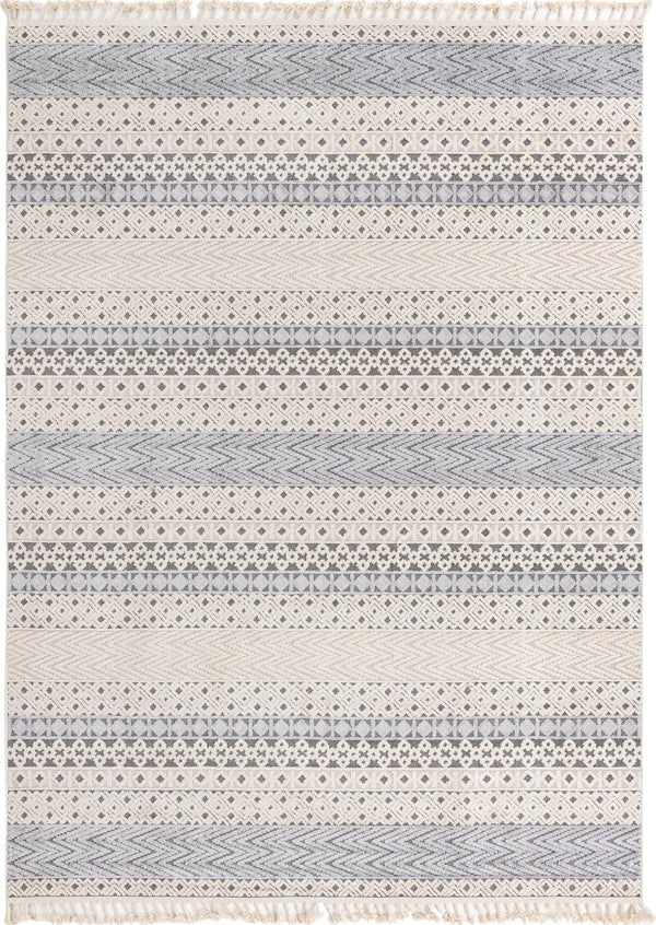 Unique Loom Arlo Matti Machine Made Striped Rug Sandy Beige, Beige/Gray 9' 0" x 12' 2"