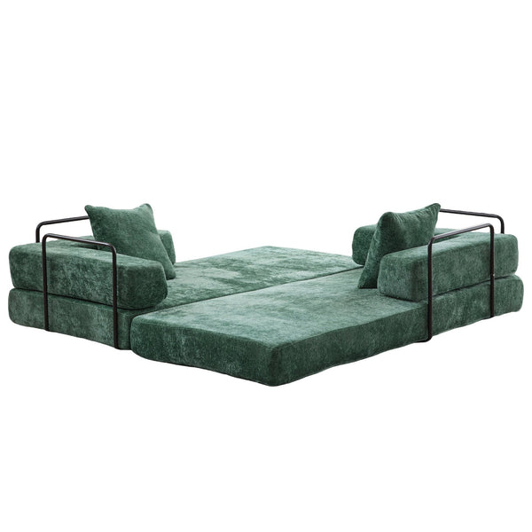 English Elm Floor Couch - Versatile Convertible Futon Sofa Bed With Pillow Back Support, Chenille Comfort & Style W3723P343693