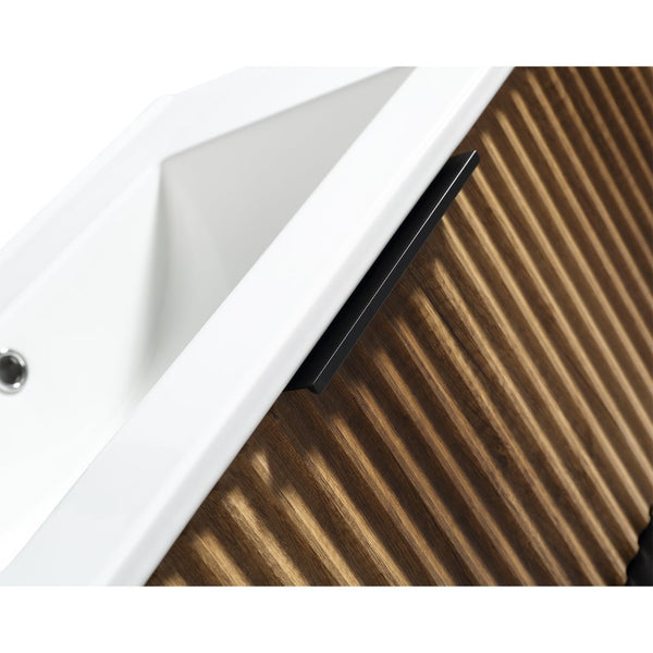 English Elm 30 Inch Floating Bathroom Vanity Fluted Wood Grain Front with Ceramic Integrated Sink W3520S00044