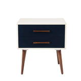 INK+IVY Jeremy Mid-Century Storage Nightstand II136-0308 Off-White/Navy