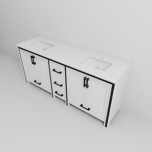 English Elm White Double Bath Vanity 80" W X 22" D With Scratch-Resistant Cultured Marble Top & Ample Storage B2731P260736-GIGA