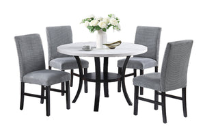 English Elm Modern Round 5pc Dining Set with Curved Legs and Lower Shelf — Seats Four, Stylish Durable Design Black,Fog,White 20 L x 40 W x 14 H B011S01726