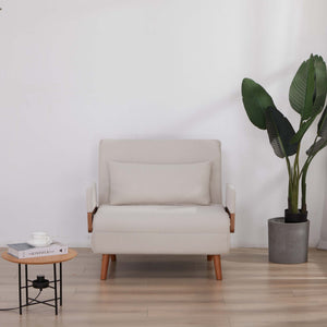 English Elm TRIO Modern convertible sleeper sofa bed with breathable linen, 3-level recline, silent hinges, space-saving Beige W3391P325003