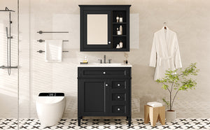 English Elm 30'' Bathroom Vanity Set With Mirror, Modern Freestanding Storage Cabinet & Integrated Sink Design SW000127AAB-1