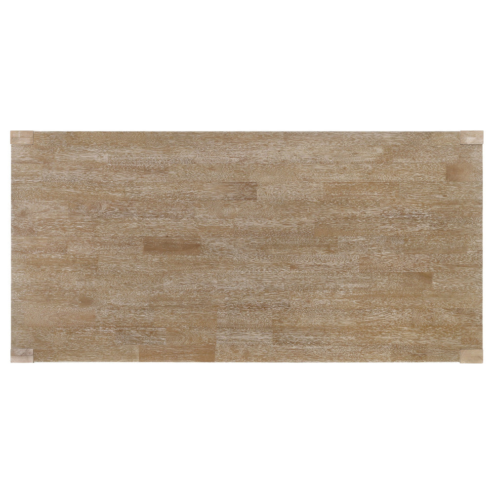 English Elm Umbarger Washed Brown Solid Wood Dining Table – Rustic Rectangular 70.75" Transitional Farmhouse Centerpiece B062P375678