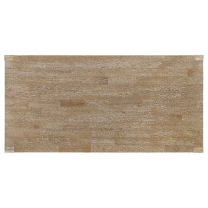 English Elm Umbarger Washed Brown Solid Wood Dining Table – Rustic Rectangular 70.75" Transitional Farmhouse Centerpiece B062P375678