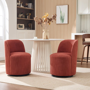 English Elm Set Swivel Barrel Accent Chair Armless Linen Upholstered Compact Seat for Dining Vanity Bedroom Orange W3244P454057