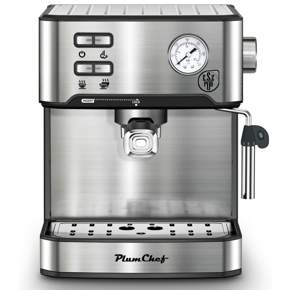 English Elm 20 Bar Stainless Steel Espresso Machine with Steam Wand for Home Barista Brewing W1002P292428