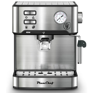 English Elm 20 Bar Stainless Steel Espresso Machine with Steam Wand for Home Barista Brewing W1002P292428