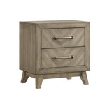 Gray 2-Drawer Nightstand with Metal Accents | Spacious Storage | Durable Construction | 23.6