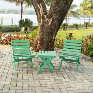 English Elm Coastal Bay Recycled Hdpe Folding Bistro Chair for Patio and Balcony Use Green B2745P409667