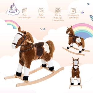 English Elm Rocking Pony Ride on Toy with Electronic Sounds Plush Saddle Metal Frame Toddler T3971P383491