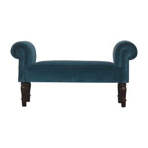 English Elm Soild Wood Teal Velvet Bench - Luxurious Cotton Upholstery With Solid Mango Wood Legs For Timeless Style B182P186241-GIGA