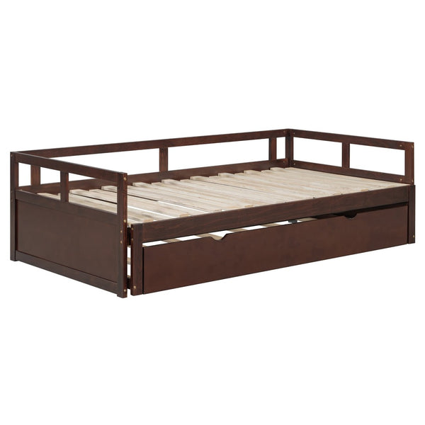 English Elm Extending Twin Daybed with Pull Out Trundle Solid Pine Wood Frame Guest Room N708P336535P