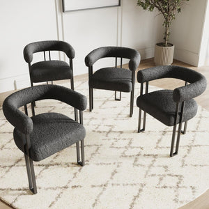 English Elm Counter Height Stools Set of 2 Mid-century Metal Legs Ergonomic Kitchen Island Seating Black T3623P431979