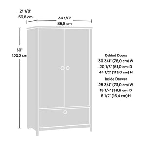 English Elm Armoire, Sleek White Finish With Ample Storage – Perfect For Narrow Spaces In Entryways & Guest Rooms B356P402692