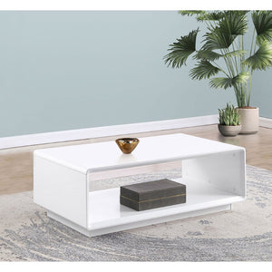 English Elm Fletcher Lacquered High Gloss Coffee Table with Open Shelf for Modern Living Rooms B062P447999