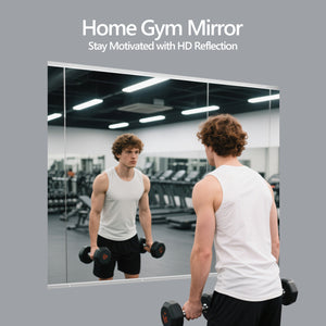 English Elm 67x24 Tempered Glass 2-Pack Home Gym Mirrors, Framed Silver, HD Shatterproof Reflection for Fitness T3757P347061