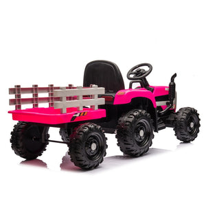 English Elm Ride on Electric Tractor Toy with Trailer 24v 400w Dual Motors Remote Control Led Red W1578P193902