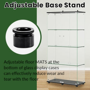 English Elm Glass Display Cabinet with Lockable Double Doors Four Tempered Shelves Matte Black Frame W3190S00003