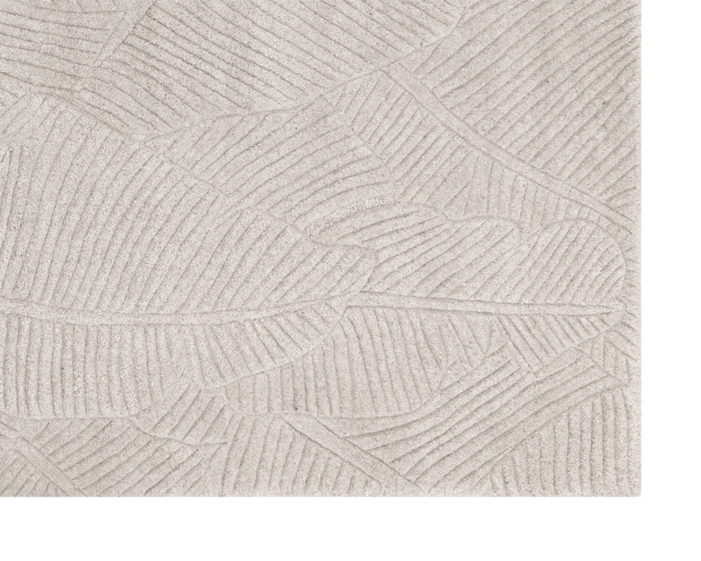 Sunpan Calathea Hand-Tufted Rug - Unique Artisan Craftsmanship with Tropical Palm Leaf Design for Your Home Oatmeal