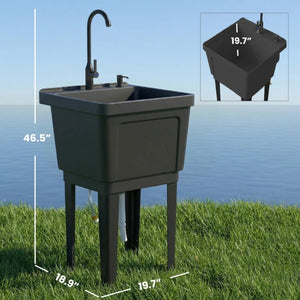 English Elm Flexible Freestanding Sink Station with Soap Dispenser for Outdoor Camping Worksites Black T3971P500167