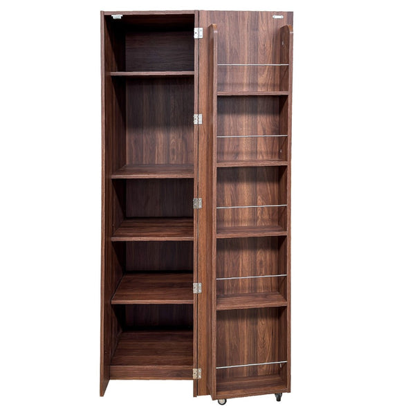English Elm Kitchen Pantry Cabinet Freestanding Melamine Storage with Shelves for Dining Room Walnut W331P435939