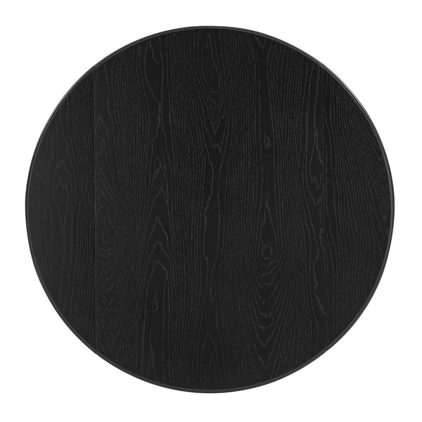 English Elm Extendable Round Dining Table Folding Mdf Top Rubberwood Legs Small Space Apartment Black N752P405933B
