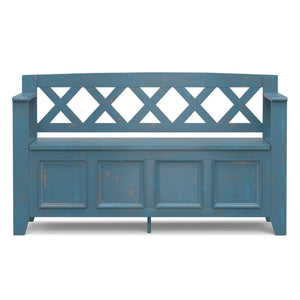 English Elm Amherst Rustic Coastal Storage Bench with Lift-Up Seat, Solid Pine, Distressed Blue Finish, 48" B136P364311