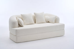 English Elm 2-in-1 Foldable Chenille Sleeper Sofa Compact Convertible Loveseat for Modern Living W2231P392100