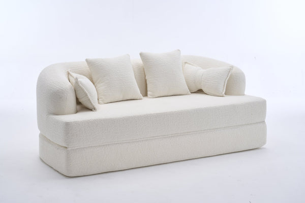 English Elm 2-in-1 Foldable Chenille Sleeper Sofa Compact Convertible Loveseat for Modern Living W2231P392100