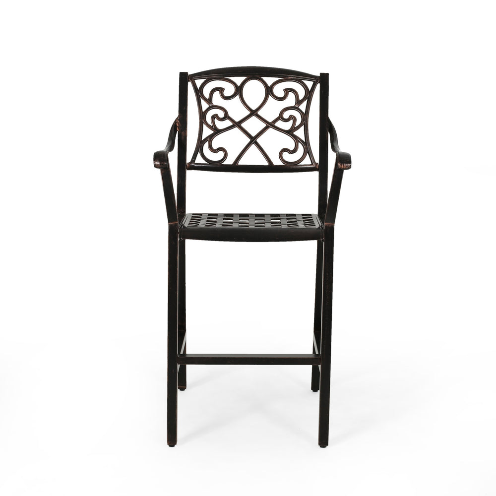 English Elm Christopher Knight Home® - WATERBURY Irene Outdoor 28" Aluminum Barstool Set of 2 – Copper Cast Aluminum, Weather-Resistant Elegance 65143.00