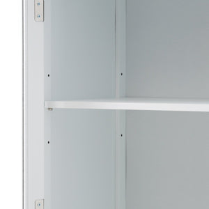 English Elm 63" Tall Bathroom Vanity Cabinet with Glass Doors, Two Drawers and Adjustable Shelves for Stylish Storage White N729P171305K