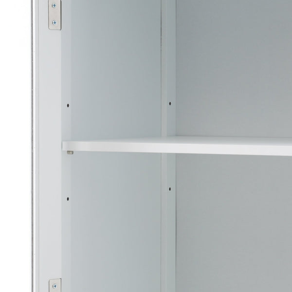 English Elm 63" Tall Bathroom Vanity Cabinet with Glass Doors, Two Drawers and Adjustable Shelves for Stylish Storage White N729P171305K