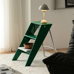 English Elm Home Foldable Ladder Frame multi-use ABS+Steel stool side table bookshelf anti-slip compact stand Olive Green W3318P308257